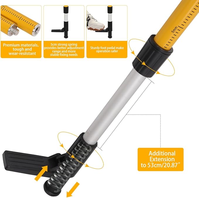 Telescoping Laser Level Pole with Tripod, 13.8Ft./4.2M with 1/4-Inch by 20-Inch Laser Mount for Rotary and Line Laser Level, 5/8"-11 Adapter Nut Included