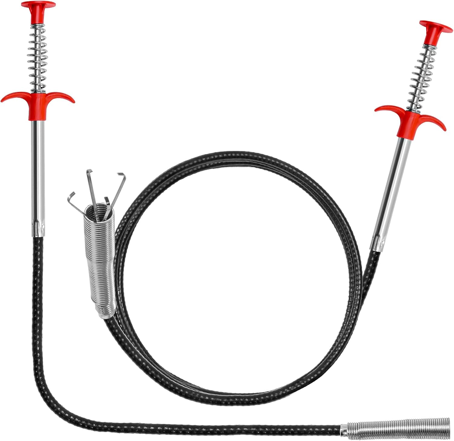 Drain Snake, 2 Pcs Drain Clog Remover(63 In And 35.5In), Upgraded Sink Drain Cleaner, Flexible Plumbing Snake With 4 Claws, Snake Drain Hair Removal Tool, Toilet Snake Drain Clog Remover