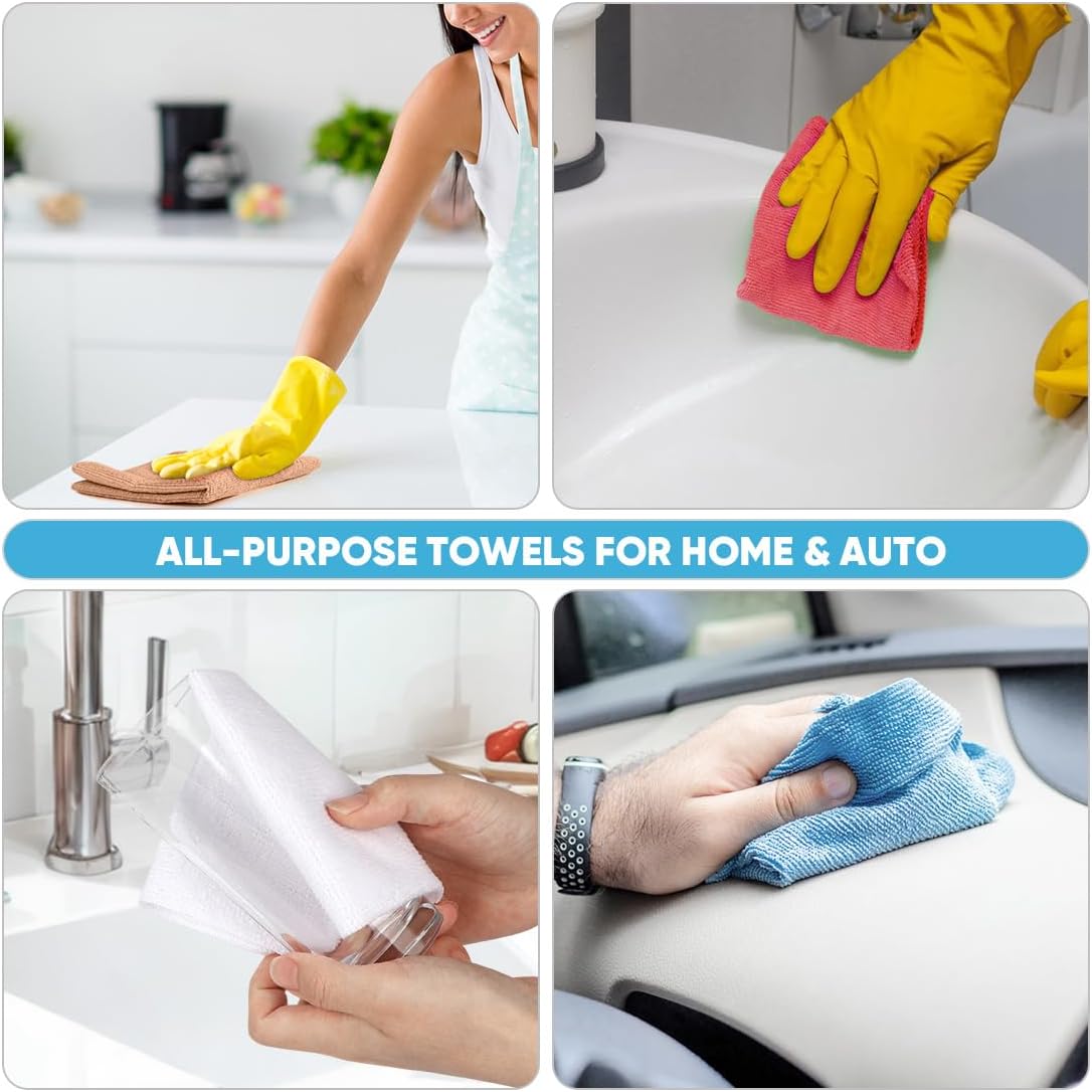 AIDEA Microfiber Cleaning Cloth 330 Sheets 6 Roll, Microfiber Towels for Cars, Shop Rags Washable, Cleaning Rags Reusable Paper Towels for Automotive, Mechanic, Workshops, House,11×9", Coffee