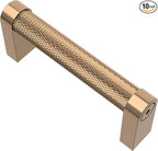 Alzassbg 10 Pack Champagne Bronze Cabinet Pulls, 3 Inch(76mm) Hole Centers Cabinet Handles Kitchen Hardware Knurled Drawer Handle Pull AL3101TGP