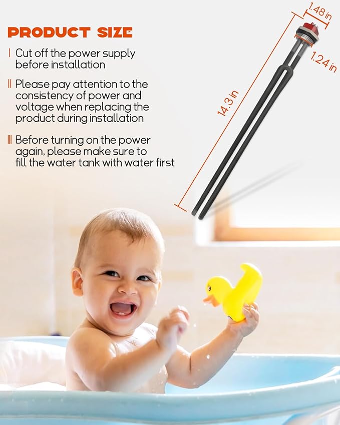 Water Heater Element Replacement SP10869PH 5500W Fit for Rheem Richmond General A.O.Smith Ruudheaters, Replace SP10552PH, SP10872PL, UV12905, 5500W, 2PCS