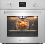 Empava Single Liquid Propane Gas Wall Oven 24 in. 2.3 cu. Ft. Bake Broil Rotisserie Functions with Mechanical Controls and Digital Timer and Convection Fan in Stainless Steel, Silver, 24inches