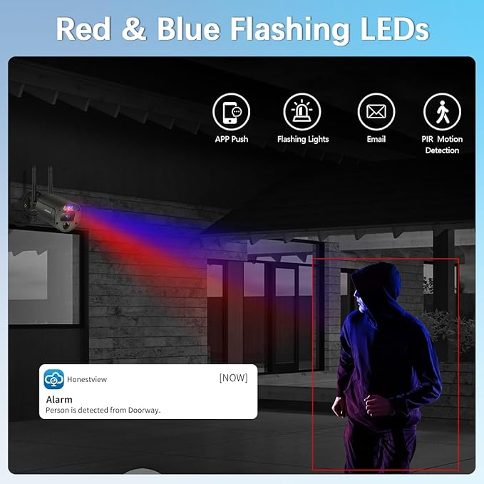 【90 Days Storage & 130° Wide Angle】 Outdoor Wireless Security Camera System, Wireless Cameras for Home Security, WiFi Video Surveillance DVR Kits