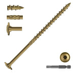 #14 x 5 Inch Lag Screws (25Pcs) 1lb. Structural Wood Screw, Bronze, Carbon Steel, Washer Head, Rust Resistant epoxy Coated, T30 Star Bit