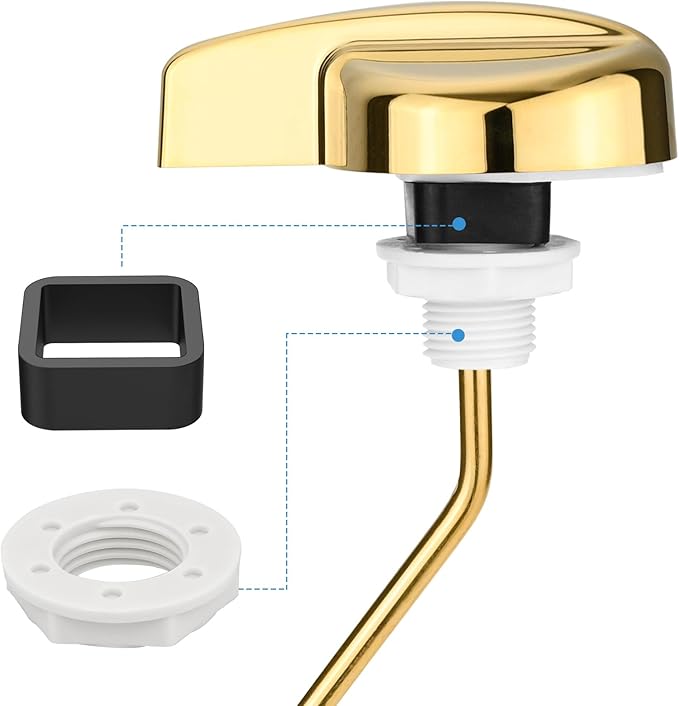 Compatible with TOTO Toilet Handle Replacement Parts Kit, Universal THU068#CP Trip Lvr for St743S Side Mount Toilet Flush Tank Lever Handle for TOTO Kohler Toilet Tank, 1-Pack Shiny Gold
