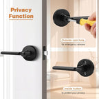 Probrico Privacy Door Handles for Bedroom and Bathroom Black Privacy Door Handle Lever, Keyless Interior Door Handles Bed Bath Door Lockset, 3 Pack