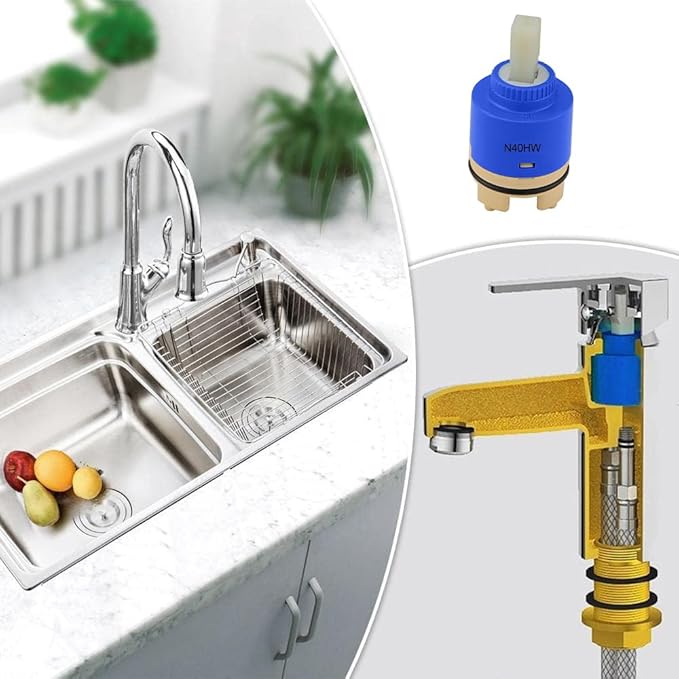 40mm Faucet Cartridge Certification Ceramic Tap Replacement Cartridge Mix Tap Inner Cartridge for Single Lever Faucet, Monobloc Bathroom or Kitchen Mixer Faucets