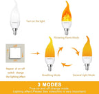 Flickering Light Bulbs, 3 Modes LED Flicker Effect Light Bulb, E12 Base Flame Light Bulb with Gravity Sensor, Fire Light Bulbs Halloween Home Party (6 Pack-E12)