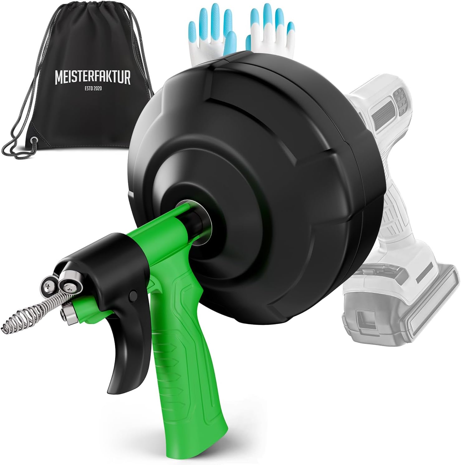 drain snake [25FT] - Auto Feed - Ideal plumbing snake for sink and drain unblocking - Solid drain auger for real DYIs!