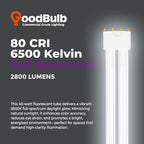 GoodBulb PLL40/865 40W 22.5" Twin Tube Compact Fluorescent Light Bulb 4-pin 2G11 Base 6500K Full Spectrum 2800 Lumen 36000 Hour Long Life Biax Pack of 10