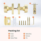 Haidms Gold Passage Door Knobs Interior, Zinc Alloy Brushed Gold Closet Door Knobs, Heavy Duty Round Brushed Brass Doorknobs for Hall Closet,Hallway(3 Pack)