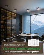 zouzai 4 inch 5CCT Gimbal Black LED Recessed Lights, 360°+90° Adjustable, Dimmable (2700K-5000K), Retrofit Eyeball Lights with Jbox, ETL Listed, Ideal for Home, Commercial & Display, 6 Pack