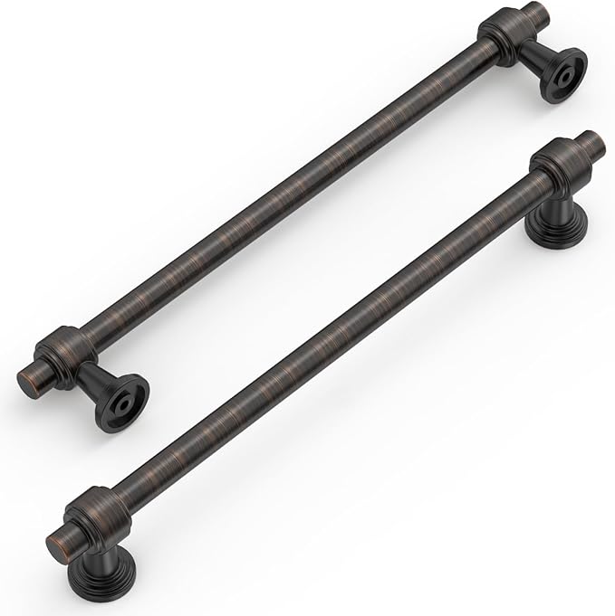 Amerdeco 10 Pack Oil Rubbed Bronze Cabinet Pulls 7.5 Inch(192mm) Hole Center Drawer Pulls Cabinet Hardware Kitchen Cabinet Handles for Bathroom ZH0069