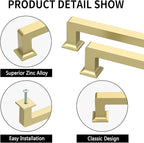 10 Pack 3.75"(96mm) Gold Cabinet Pulls Kitchen Cabinet Handles Drawer Pulls Cupboard Hardware for Cabinets CK0078