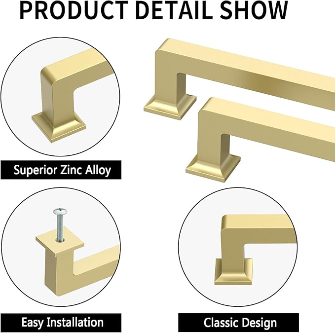 6 Pack 12.6"(320mm) Brushed Gold Cabinet Pulls Kitchen Cabinet Handles Drawer Pulls Cupboard Hardware for Cabinets