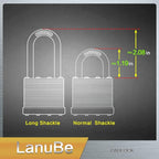 LanuBe Lock Laminated keyed Padlock (1-9/16", 40mm), keyed Alike Locks, Normal Shackle,Marked Yellow Plastic Hoop, Pack of 2