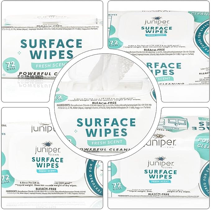 1 Pack Surface Cleaning Wipes Bleach Free, All-Purpose Cleaner for Bathroom, Kitchen, Office, 72 Count Soft Flow, Fresh Scent, Lint Free & Durable