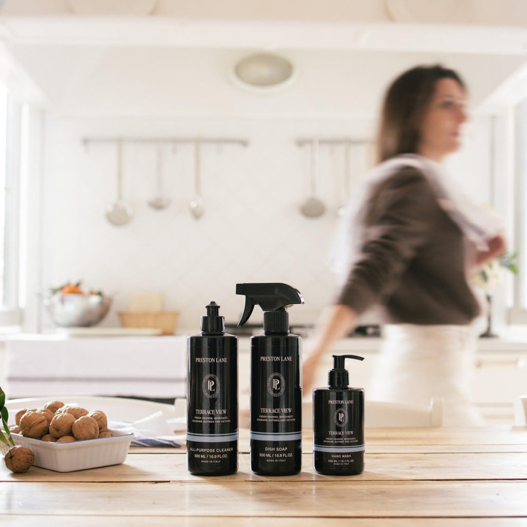 Preston Lane Luxury Kitchen Set – Hand Wash, Dish Soap & All-Purpose Cleaner | Plant-Powered Cleaning Essentials Bundle with Fine Italian Fragrance, Highrise Scent