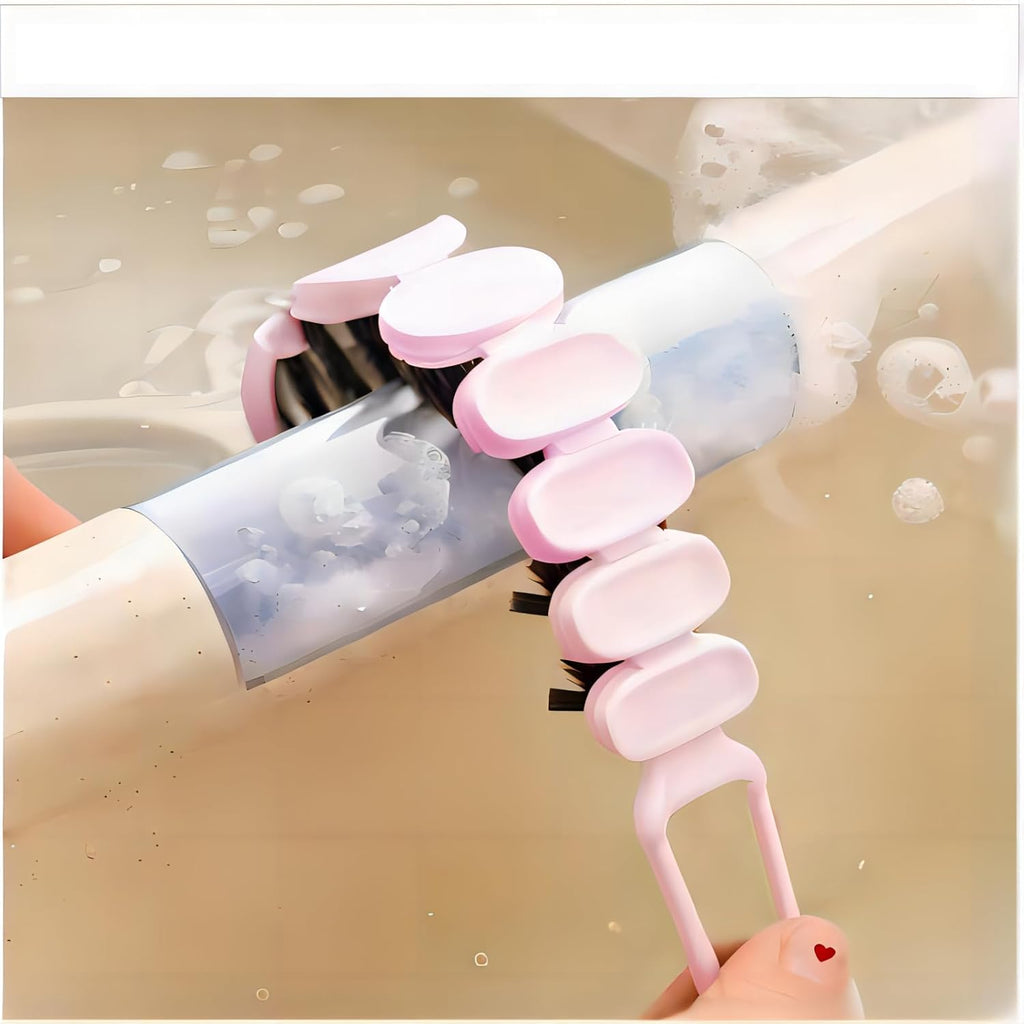 Crevice Cleaning Brush Hard Bristle Grout Brush Scrub Brush Toilet Brush Cleaning Tools Cleaning Supplies for Household Use Bathroom Kitchen 3 Pcs (Black&Pink)