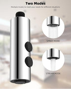 Hibbent Metal Pull Down Kitchen Faucet Head Replacement with 15 Adapters, Sink Spray Head, 2 Function Spray Nozzle Compatible with Moen, American Standard, Delta, Kohler Faucets, Chrome (Silver)