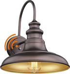 Dusk to Dawn Sensor Outdoor Barn Light Fixture Outdoor Wall Sconce Farmhouse Wall Mount Lights Exterior Gooseneck Light Fixture Bronze Finish Industrial Wall Lantern for Porch, Entryways, 1 Pack