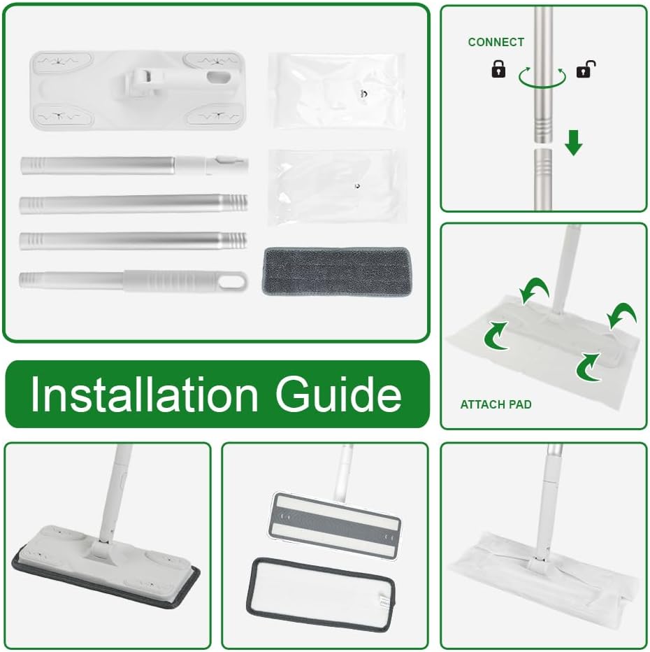 Layers Multi-Purpose Lightweight Dust Mop Set with Extendable Cleaning Tool，12 Sheets Wet Wipes, 1 Dry Wipes, 1 Mopping Pad，360° Swiveing Head Extremely Suit for Cleaning Narrow Space.