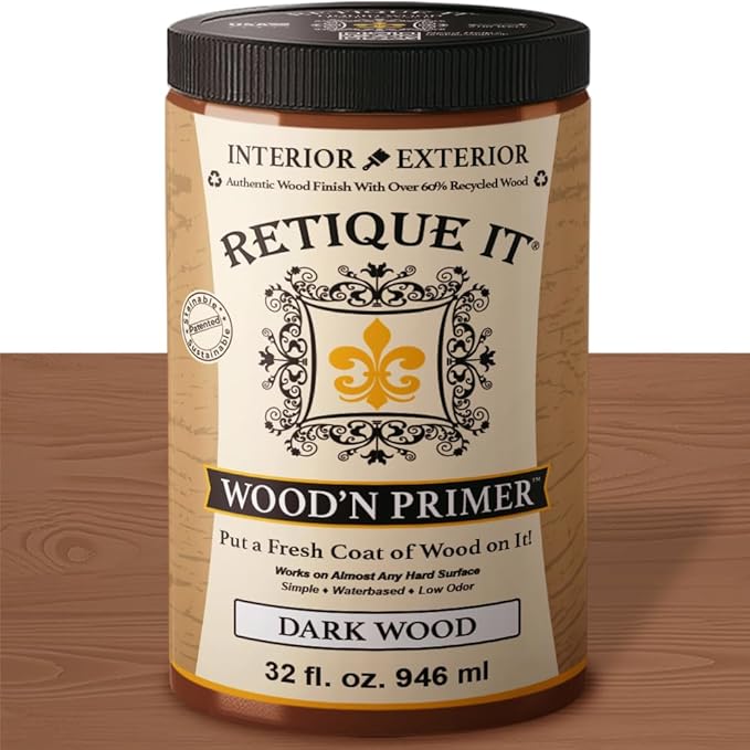 Retique It Wood'n Primer - Paint it then stain it - Stainable Wood Fiber Paint (Dark Wood, Large)