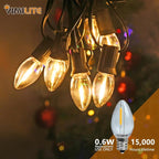 C7 Christmas Light Bulbs 0.6W 2700K Soft White E12 Base Replacement LED Bulb Indoor Outdoor Night Light 25 Pack