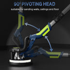 Drywall Sander, 2025 Upgraded 8-Amp Popcorn Ceiling Removal Tool with 7 Variable Speed 800-1800RPM, Drywall Sander with Vacuum Dust Collector with Extendable Handle, LED Light,12pcs Sanding Discs,Blue