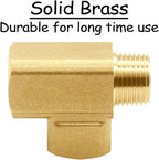 3/8 Inch Brass Tee Pipe Fitting 3/8" NPT Female x 3/8" NPT Female x 3/8" NPT Male for Water/Oil/Gas (Pack of 2)