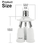 DiCUNO 3 in 1 E26 Light Socket Splitter Adapter, Standard Base LED Bulb Converter, 360 Degrees Adjustable 180 Degree Bendable, 3 Way Bulbs Socket Holder