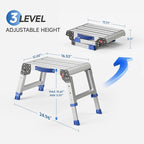 Folding Step Stool for Adults, Aluminum Work Platform Adjustable Height, Lightweight and Durable Portable Outdoor Aluminum Step Stool Foldable, Maximum Load Capacity of 440 Pounds.