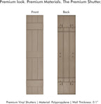 Board & Batten Vinyl Shutters (1 Pair) | 11"x55" (3-Board) - Coastal Sand Dune | Exterior Window Shutters | Includes Mounting Hardware | Simple Installation | Made in USA