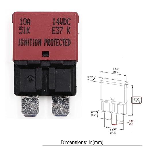 12V 10 Amp Auto Reset Fuse Circuit Breaker ATO ATC Low Profile E37- UL Certified 10A Blade Self-Resetting Breakers Fuses 12 Volt DC for Car, Truck, RV, Automotive, Solar, Marine - 3 Pack