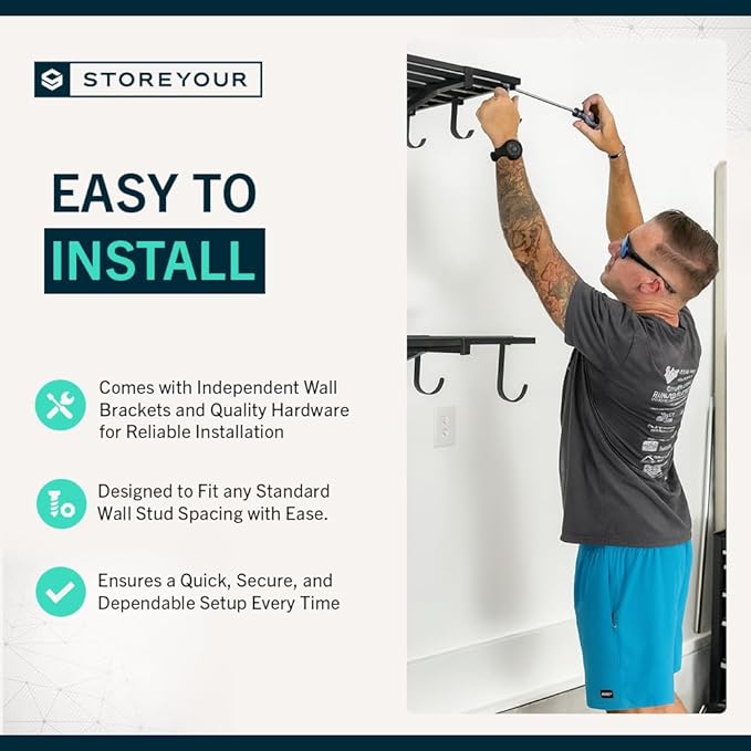 StoreYourBoard 2-Pack Heavy Duty Wall Shelves 1ft x 4ft – Wall-Mounted Garage Storage Shelving and Organization for Sheds, Closets, or Utility Rooms – Holds 200 lbs - Black