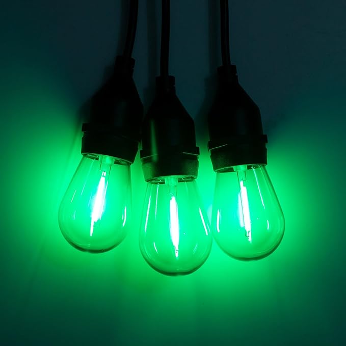 24 Pack Red Green S14 Christmas Light Bulbs, 1 Watt Plastic Shatterproof LED Replacement Bulbs for Indoor Outdoor Patio String Light, E26 Medium Base.