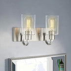 Emliviar 2-Light Bathroom Vanity Light - Bathroom Light Fixture in Brushed Nickel Finish with Clear Glass, YCE237B-2W BN