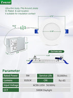 zouzai 20 Pack 4 Inch Ultra-Thin LED Recessed Ceiling Light with Junction Box 5000K Daylight Dimmable Can-Killer Downlight - ETL and Energy Star Certified
