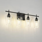 4-Light Bathroom Vanity Lights Over Mirror, 24 Inch Black Vanity Light for Bathroom, Modern Bath Wall Sconce Lighting with Clear Glass, WL9167-4B
