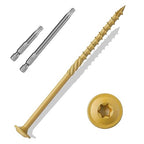 Lag Screws #14×6", 100PCS Heavy Duty Construction Screws, Rust Resistant, Washer Head, Bronze Coated External Wood Screws, Trusss Lag Screws, 2PCS T30 Star Bit Included