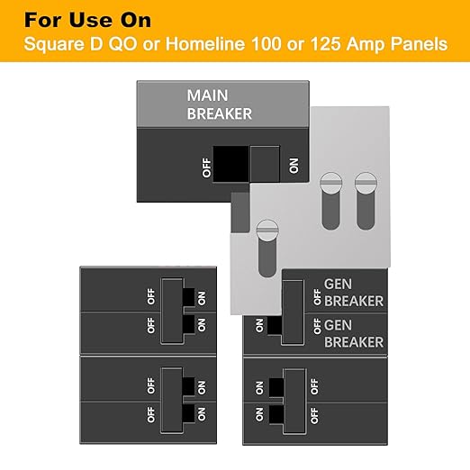 Generator Interlock Kit Compatible with Square D QO or Homeline 100 or 125 Amp Panels,3/4 to 7/8 to inches Spacing Between Main and Generator Breaker,Professional and Interlock Kit