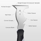 Mister Rui 10 in 1 Putty Knife - Multi Use Painters Tool, Taping Knife, Paint & Metal Scraper with Hammer End, Razor Blade Spackle Tool