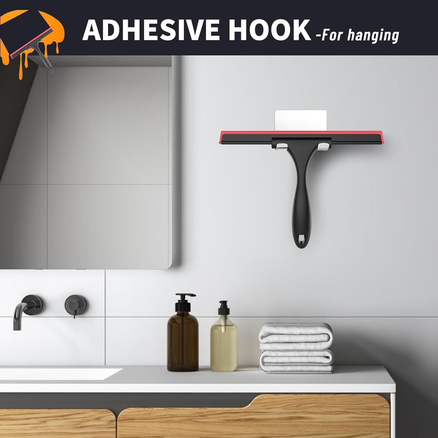 SetSail Shower Squeegee for Glass Doors Stainless Steel Squeegee for Shower Glass Door All-Purpose Window Squeegee for Tile Shower Walls, Sink, Mirror, Bathroom, Car Window Cleaning 10 Inches