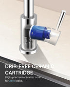 WEWE Kitchen Faucets with Pull Down Sprayer, Stainless Steel Single Handle 1 Hole for Family Kitchen Commercial Camper Laundry Rv Bar, Polished Chrome