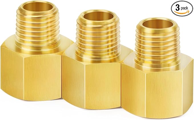 ChillWaves Brass Pipe Fitting Extension Adapter 1/2" NPT Female x 1/2" NPT Male Thread Adapter(3-PACK)