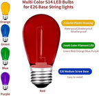 Meconard 15Pack S14 Colored LED String Light Bulbs,1 Watt Plastic Shatterproof Waterproof Outdoor Indoor Replacement Bulbs for Home Decor, E26 Medium Base, Multi-Color: Red/Green/Blue/Orange/Purple