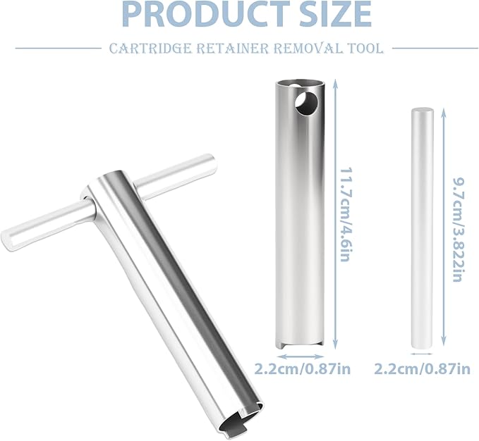 Cartridge Removal Tool with Handle Compatible with Moen 14272 1224 1234 1248 Replacement Cartridge Faucet Retainer Puller for Bathtub