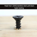Bolt Dropper #8 x 3/8-Inch Black Screws, Pack of 25 - Xylan Coated Stainless Steel Flat Head Phillips Short Wood Screws - Corrosion Resistant for Wood, Drywall Applications, and Outdoor Projects