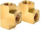 GASHER 3 Pcs Brass Barstock Tee, 3/8" x 3/8" x 3/8" NPT Female Pipe Fittings