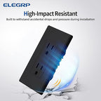 ELEGRP Matte Black Standard Decorator Electrical Wall Receptacle Outlet, 15A 125V, 2 Pole 3 Wire, Non-Tamper Resistant, NEMA 5-15R, Self-Grounding, Mid Wall Plate Included, UL Listed (10 Pack)